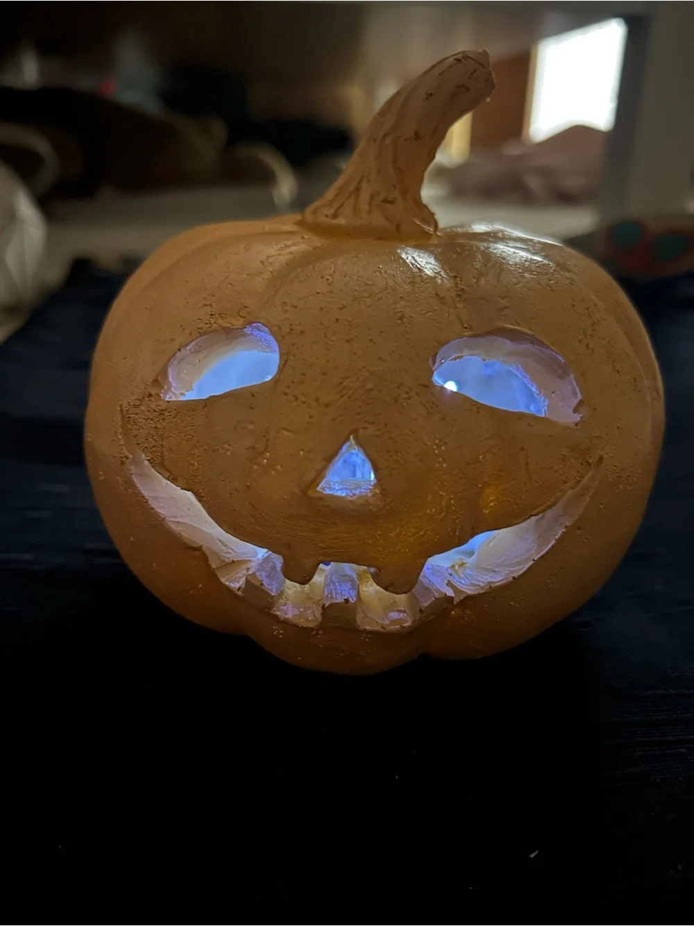Light-Up Ceramic Jack-o'-Lantern Pumpkin - cream